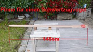 Pinne für einen Schwertzugvogel bemasst
